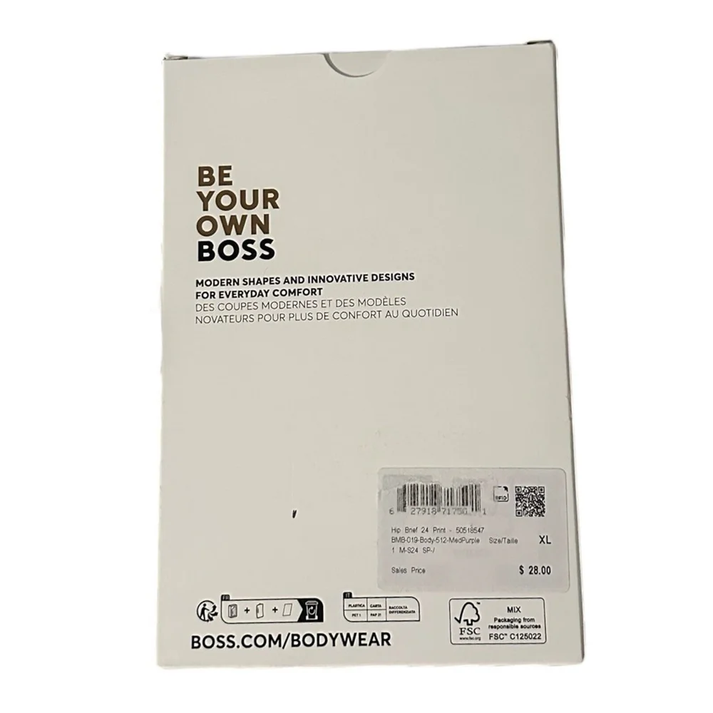 NWT Hugo Boss Mens Cotton Stretch Hip Briefs‎ Underwear Black Purple Geo Size XL